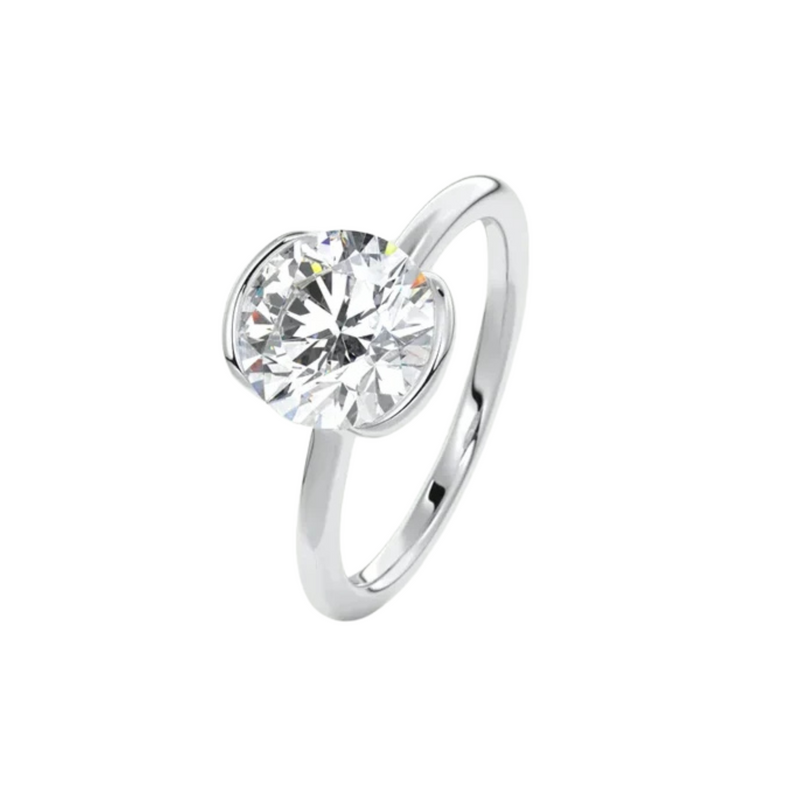 Aria Ring aus 925 Sterling Silber mit rundem Moissanite-Stein – eleganter Verlobungsring im zeitlosen Design weissgold 