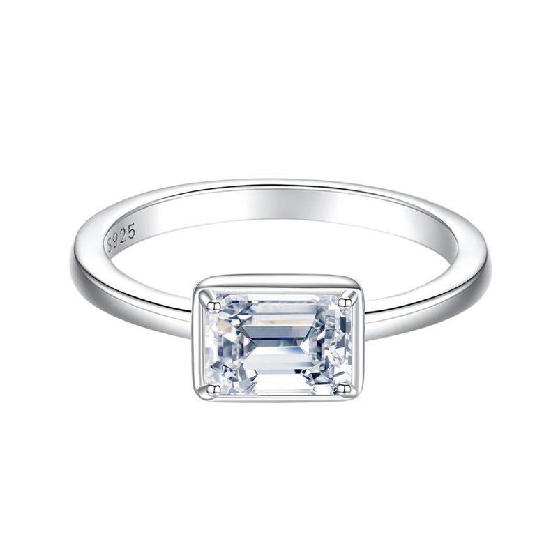 Lydia Ring 925 Silber 1ct Moissanite Emerald Cut