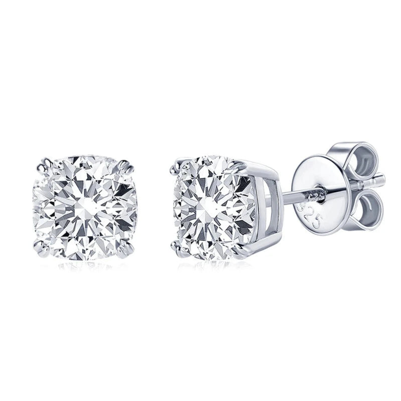 Sam Ohrringe Studs vergoldet 925er Silber Cushion Cut Moissanite