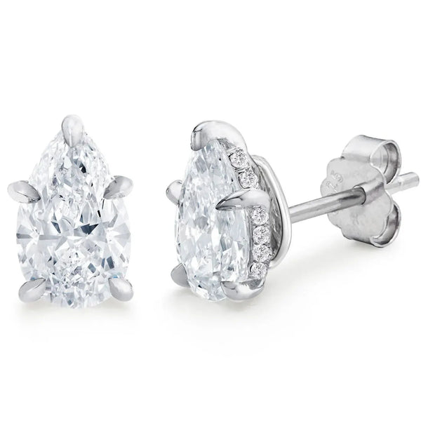 Prina Ohrringe Studs 925er Silber Pear Cut Moissanite Hidden Halo