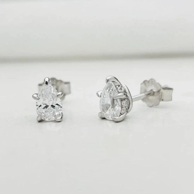 Prina Ohrringe Studs 925er Silber Pear Cut Moissanite Hidden Halo