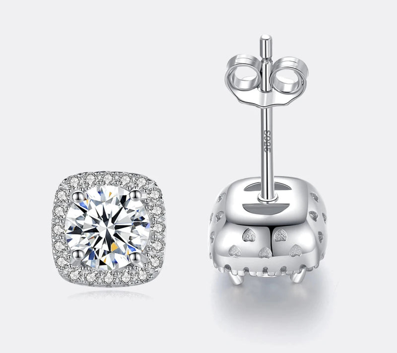 Moissanite Ohrringe Halo Studs Diamanten Alternative 