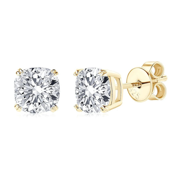 m Ohrringe Studs vergoldet 925er Silber Cushion Cut Moissanite