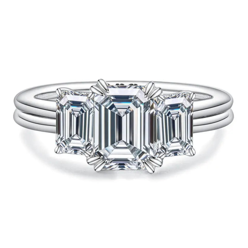 Moissanite 3 ct Emerald Cut. Ruing. Günstig. Silber. Zertifiziert. Dimand Alternative. 