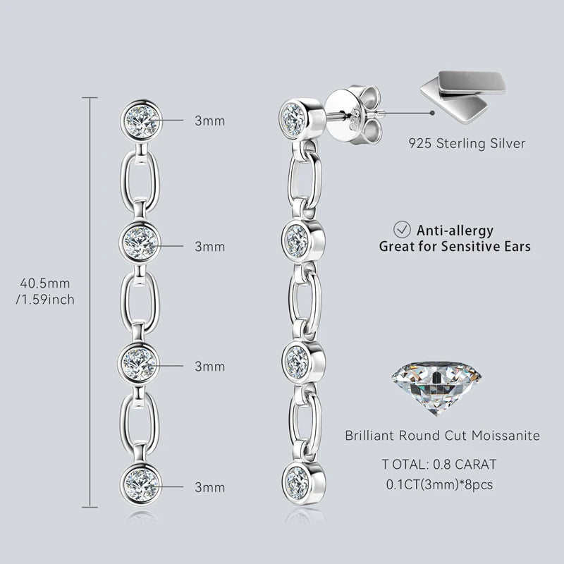 Myriam Ohrringe 925 Silber Moissanite 0.8 ct