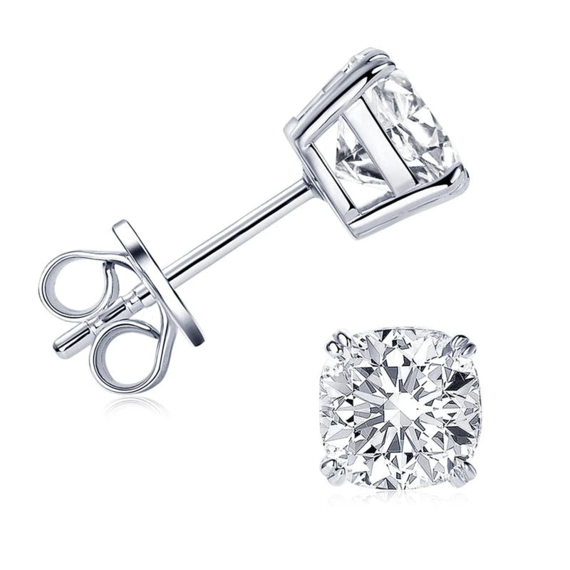 Sam Ohrringe Studs vergoldet 925er Silber Cushion Cut Moissanite