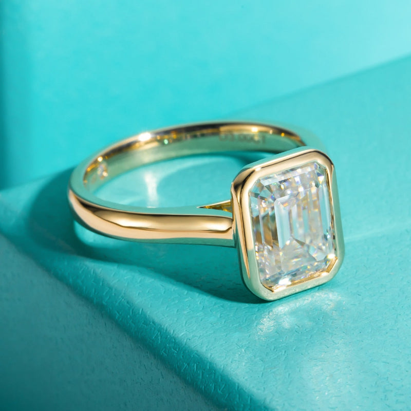 Julia Ring 925 Silber 3ct Emerald Cut Moissanite Vergoldet